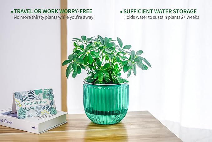 Melphoe 2 Pack Self Watering Hanging Planters Indoor Flower Pots, 6.5 Inch Outdoor Hanging Plant Pot Basket, Plant Hanger with 3Hooks Drainage Holes for Garden Home