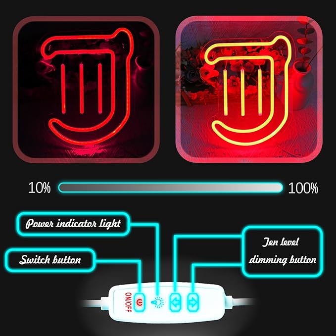 Gaming Bard Neon Sign for Wall Decor, LED Light for Game Room, Bedroom Night Light, Dimmable, USB Powered, Red, 11.8" x 9.5"