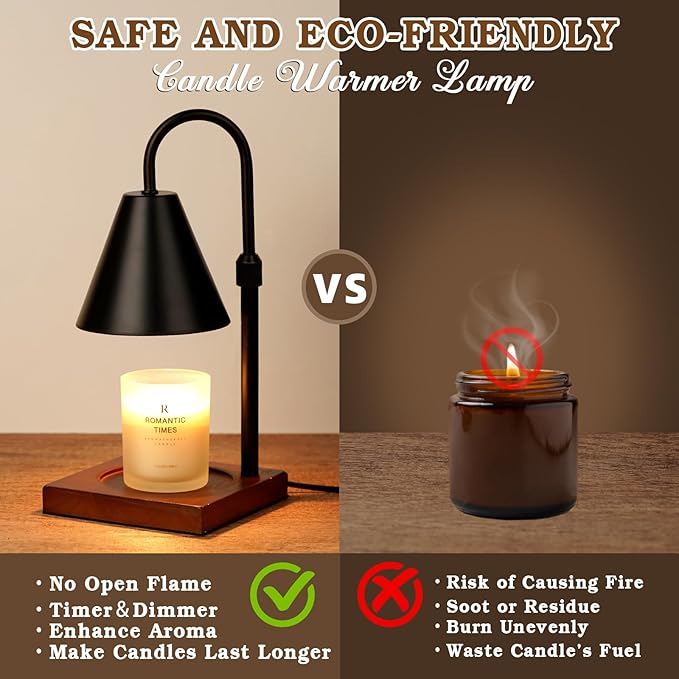 Modern Candle Warmer Lamp 2 Pack, Dimmable Candle Lamp Warmer with Timer, Birthday Gifts for Women Who Have Everything, Gifts for Mom, Adjustable Mens Candle Lamp, Cozy Living Room Bedroom Decor,Black