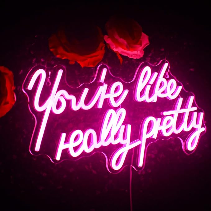 Lucunstar You're Like Really Pretty Neon Sign,Led Sign,Pink Led Neon Light for Wall Decor,Neon Signs for Wall Decor,Light Sign for Wedding,Dimmable Switch USB with Neon Sign for Bedroom,Home Decor