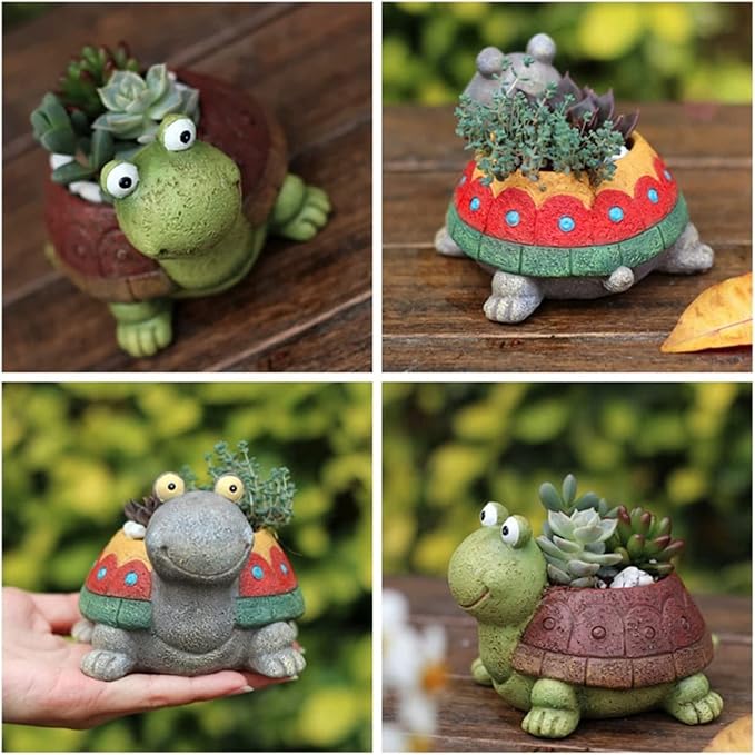 awcnilacav Tortoise Plant Pot Silicone Mold for Succulent Resin Animal Plant Flower Pot Mould Turtle Garden Figurines Outdoor Decor succulent planter mold silicone