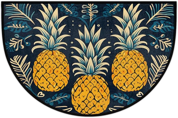 Vintage Half Circle Doormat Pineapple Pattern Floor Mat Living Room Decorative Carpet Autumn Non-Slip Mat Kitchen Decorative Floor Mat