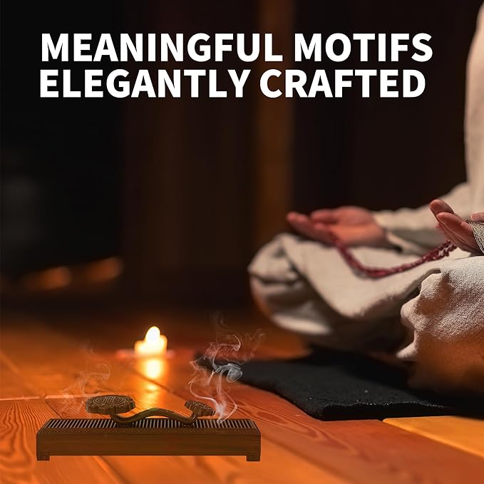 Windproof Copper Incense Holder - Chinese Style for Sticks up to 5.5 Inches, Perfect for Home Altar, Yoga Studio, Temple & Meditation,Ruyi