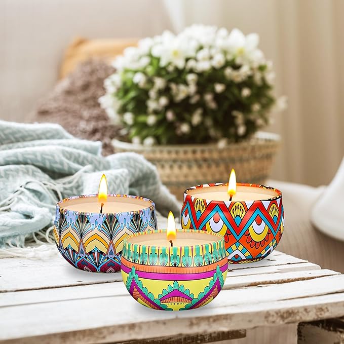 Scented Candle Set, 24 Pack Home Candles, 600 Hour Long Lasting Soy Wax Candle Set, Birthday Gift for Women with Gift Box.