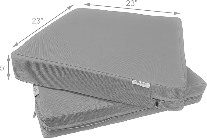 2 Pack 23X23X5 Inch Outdoor Water-Resistant Cushion Pillow Replacement Covers Only with Zipper for Patio Furniture, Sofa, Loveseat, Deep Seat Chair in Light Gray Color