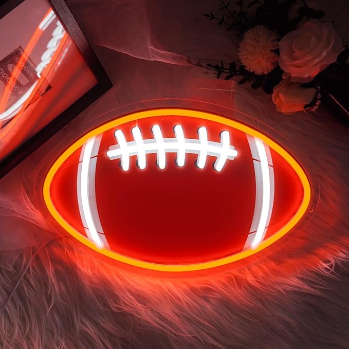 Football Neon Sign for Wall Decor,Neon Light for Football Party Decorations,Neon Wall Signs for Man Cave Decor,Led Neon Lamp for Boys Room,Teen Bedroom,Gifts,Gaming Room,Football Fans