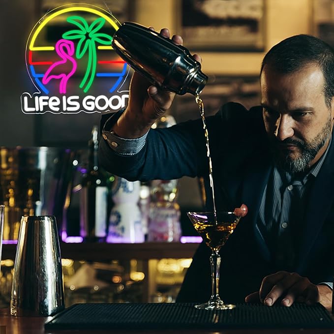 LIFE IS GOOD Cocktail Neon Signs for Wall Decor Neon Lights Neon Lights for Bedroom Led Signs