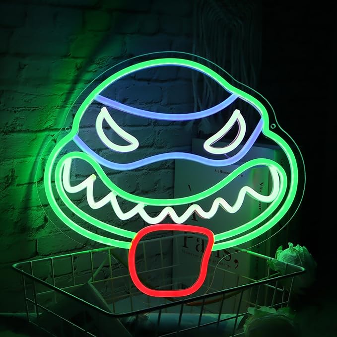 Anime Turtles Neon Wall Light -13.8 * 13in USB-Powered LED Decor for Bedroom, Gaming Room, or Hero-Themed Birthday Party