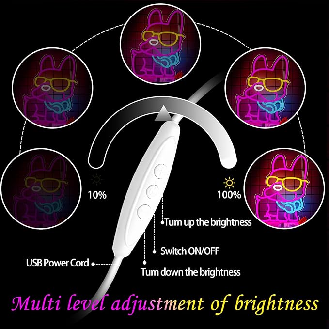 French Bulldog Neon Sign Gifts,Dimmable Frenchie Pet Neon Light For Wall Decor Wearing Glasses Dog Led Sign Gift Bedroom Frenchie Decor Living Room Pet Shop Bar Party