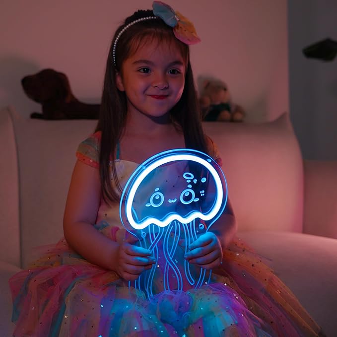 Jellyfish Neon Sign - Jellyfish Decor, Under The Sea Night Lamp, Jellyfish for Lamp Night Light,Ocean Theme Birhday Decoration Room Decor Jellyfish Led Lamp for Kids