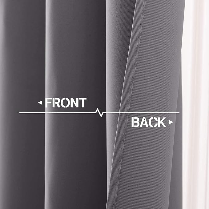 NICETOWN Kitchen Curtains Blackout Drapes - Thermal Insulated Blackout Grommet Curtains Drapes Window Treatment Home Decor for Basement/Dorm (42W by 36L + 1.2 inches Header, Grey, 1 Pair)