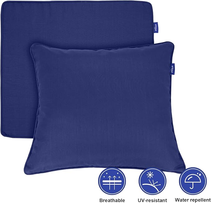 Deep Seat Cushions, Outdoor Cushions, Patio Furniture Cushions, Deep Seat & Back Cushion Patio Cushions with Rmoveable Cover for Backyard Couch Sofa Fade Resistant (19x19x3 in, Solid Dark Blue)