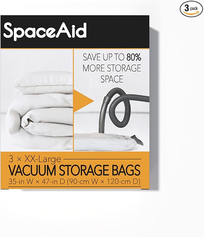 SpaceAid Jumbo Vacuum Storage Bags, Space Saver Sealer Compression Bags for Comforters, Blankets, Pillows, Bedding, Clothes (XX-Large 3 Pack)