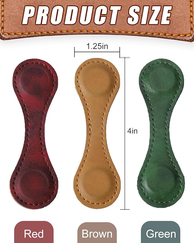 1Pcs Magnetic Leather Bookmark - Vintage Faux Double-Sided Magnetic Bookmark Page Clip for Women & Men, Book Accessories Compact Book Lover Gift for Readers, Travel & Office (Brown)