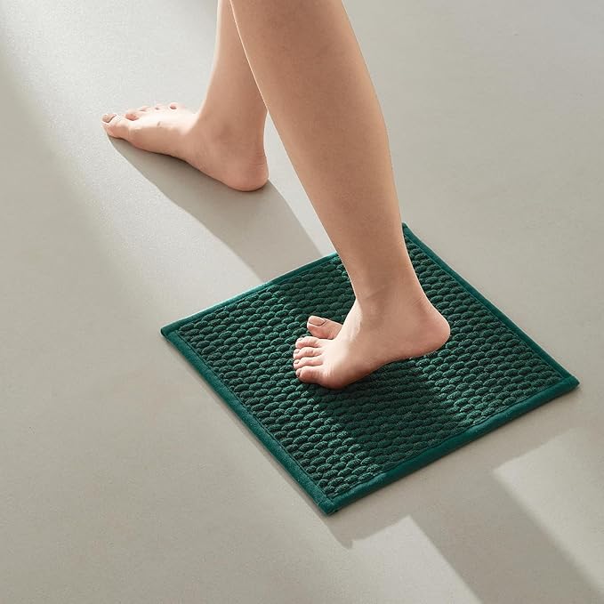 Small Bathroom Rugs Non Slip Washable Bath Rugs Super Absorbent Bathroom Rug Thin Quick Dry Low Pile Bath Mats for Bathroom, Dark Green 12"x12"