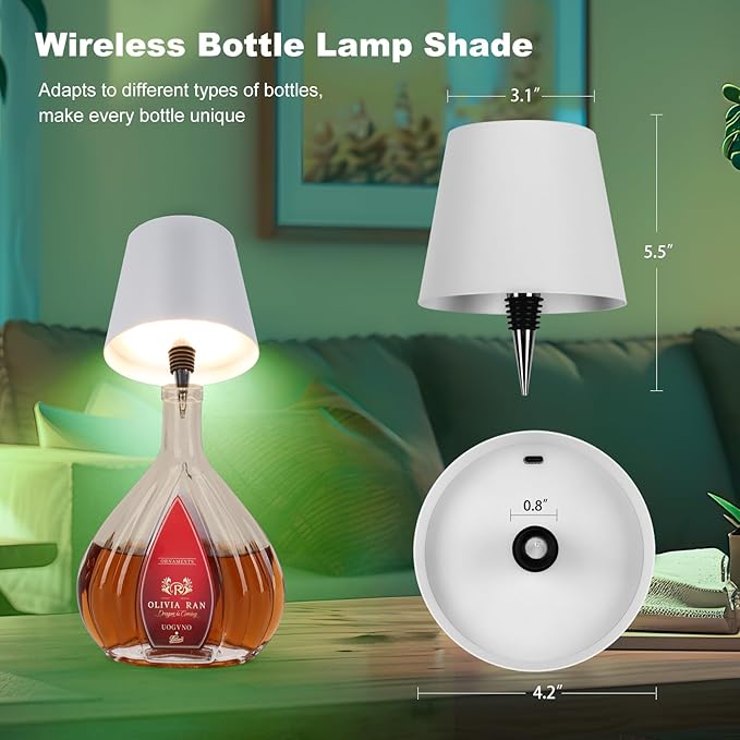 2025 New Wireless Bottle Lamp,RGB LED Bottle Light with Remote Dimmable(RGB White, 1pc)