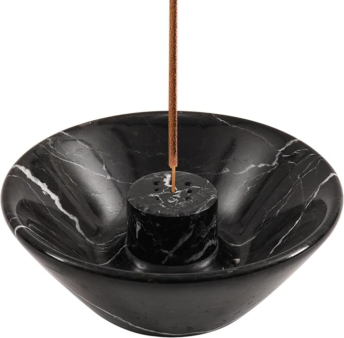 Radicaln Marble Incense Holder 5.5" Inches Black Handmade Palo Santo Stick for Home Décor, Modern Incense Holder for Sticks, Citronella incenses Stick for Room & Office Aromatherapy