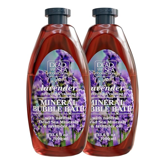 Dead Sea Collection Bubble Bath with Lavender for Women and Men - Lavender Oil and Pure Dead Sea Minerals - Nourishing and Moisturizing Skin - Pack of 2 (67.6 fl.oz)