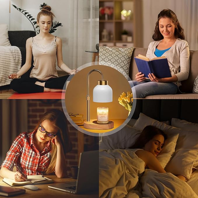 Candle Warmer Lamp with 2 Bulbs, Candle Warmer with Dimmer Adjustable Height,Mothers Day Gifts,Electric Wax Warmer Vintage Home Decor,2/4/8H Timer,Wax Melt Warmer for Scented Jar Candles