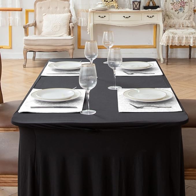Linen Placemats Set of 8, Machine Washable, Heat Resistant, Wrinkle Free, Thick Polyester Kitchen Place Mats for Dining Table (White)