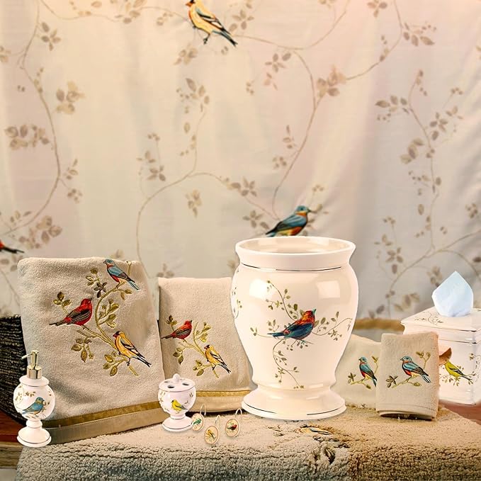 Avanti Linens - Soap Dish, Countertop Bathroom Accessories, Nature Inspired Home Decor (Gilded Birds Collection)