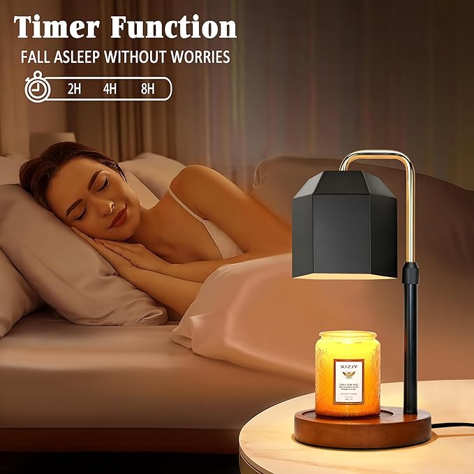 Candle Warmer Lamp with Timer Dimmer,Adjustable Height Candle Warmer, Candle lamp for Scented Wax Jar Candles,Gifts for Mom Women, House Warming Gifts for New Home Bedroom Decor,A3- Black