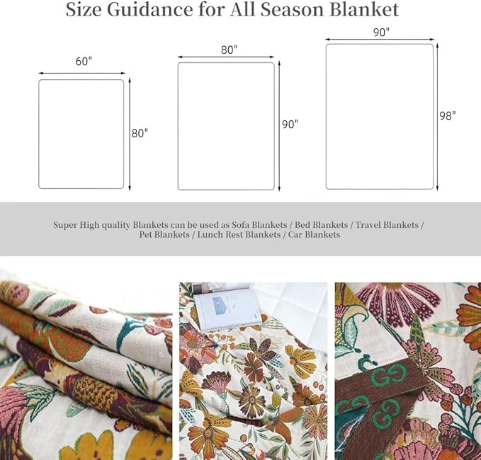 100% Boho Throw Blankets for Bed All Season, Reversible Cozy Blanket for Bed Couch 90"x98" Premium Soft Decorative Blankets for Couch Sofa Picnic Travel