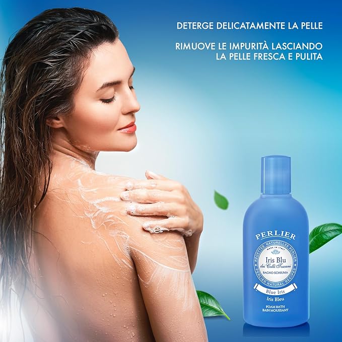 Perlier Blue Iris Foam Bath - Natural & Calming Aromatherapy Bubble Bath For Women And Men - Rich Foaming Formula Provides Deep Moisturization And Hydration For All Skin Types (16.9 Fluid Oz.)