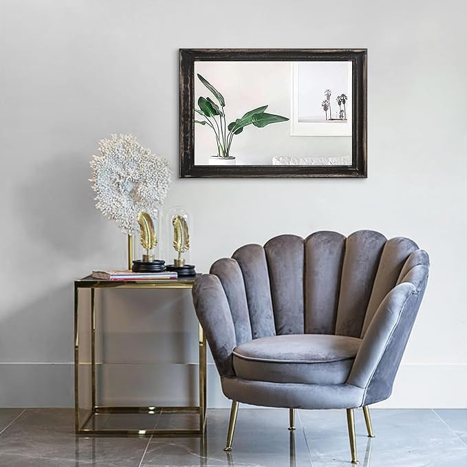 Large Mirrors for Wall with Wood Frame Rectanglular Wall Hanging Mirror 20"x16" for Bathroom Bedroom Vanity Entryway