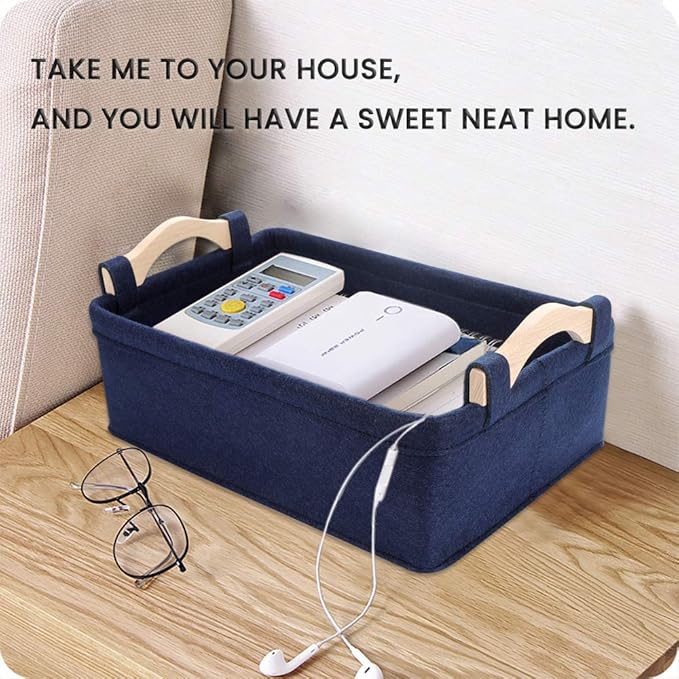 Rectangle Storage Baskets Navy Blue Storage Baskets Soft Decorative Storage Baskets Nursery Storage Basket Bins for Books Magazines Album Dog Toys Bra Socks Storage Bins Baskets