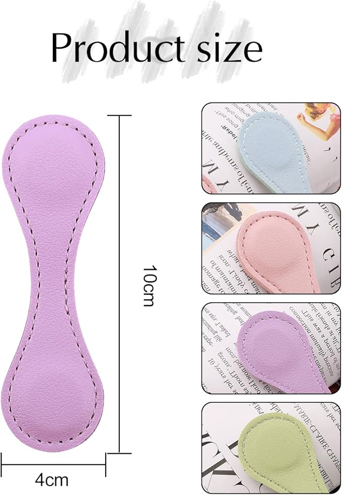 Leather Magnetic Bookmarks, 4Pcs Morandi Magnet Book Mark Clips Gift for Women, Kids, Reading Book Lovers, Teacher Gift for School Office Home Supplies (Blue+Green+Purple+Pink)