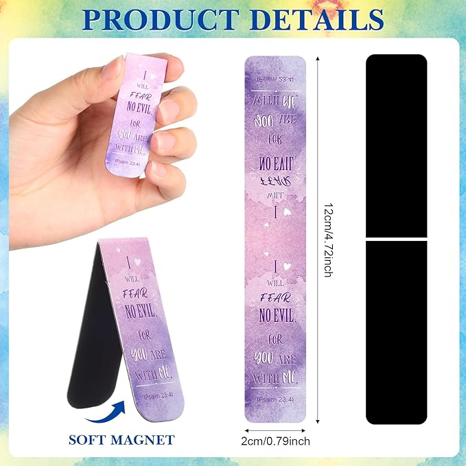 Zonon 48 Pcs Bible Verse Magnetic Bookmarks, Inspirational Scripture Christian Book Markers Religious Motivational Encouragement Flower Page Clips Presents for School Supplies(Watercolor Style)