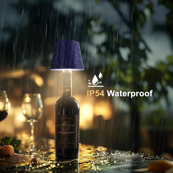 Wine Bottle Lamp, 2025 New 3 Color Rechargeable Wireless Bottle Lamp for Liquor Bottles with Touch Dimming for Parties, Restaurants & Home Decor (Royal Blue)