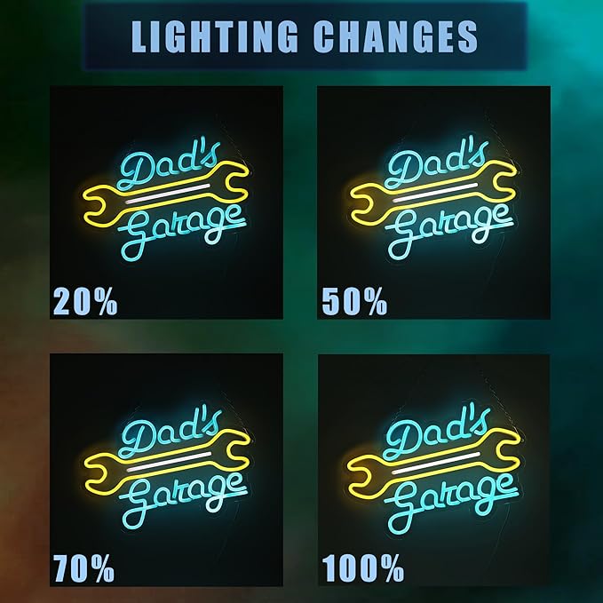 Garage Neon Sign for Wall Decor, Dad's Garage Led Neon Light Sign for Man Cave Auto Repair Shop Workshop Party Dad Birthday Gift
