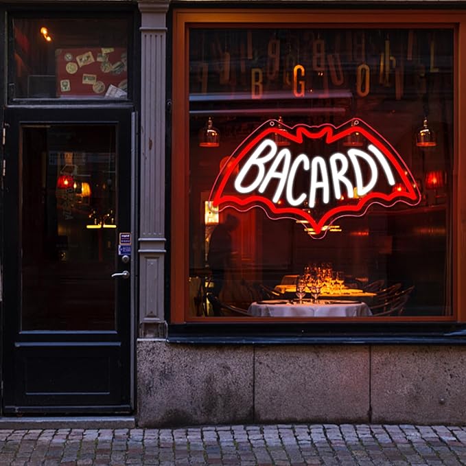 Bacardi Rum neon commercial sign for store wall decor,USB Powered Neon Bar Signs,Neon Lights for Man Cave, Bedroom, Home Bar, Store, Club, Bistro, Party, Gifts (Bar)