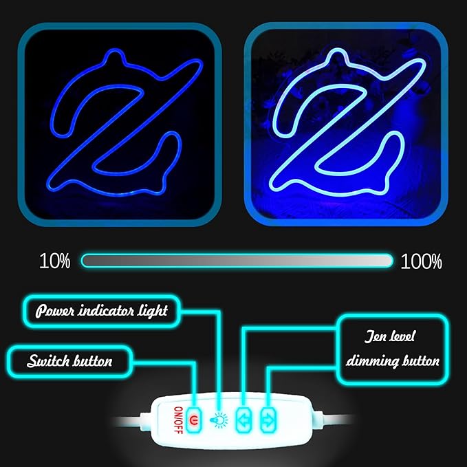 Gaming Gunbreaker Neon Sign for Wall Decor, Game Room, Bedroom Decorations, Dimmable, USB Powered, Blue, 11.8" x 11.6"