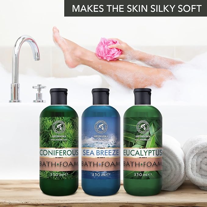Bath Foam Set Coniferous & Sea Breeze & Eucalyptus 3x12Fl Oz - Body Care - Beauty - Bathing - Body Care - Wellness - Relax - Aromatherapy - Spa - Fresh Aroma - Bubble Baths