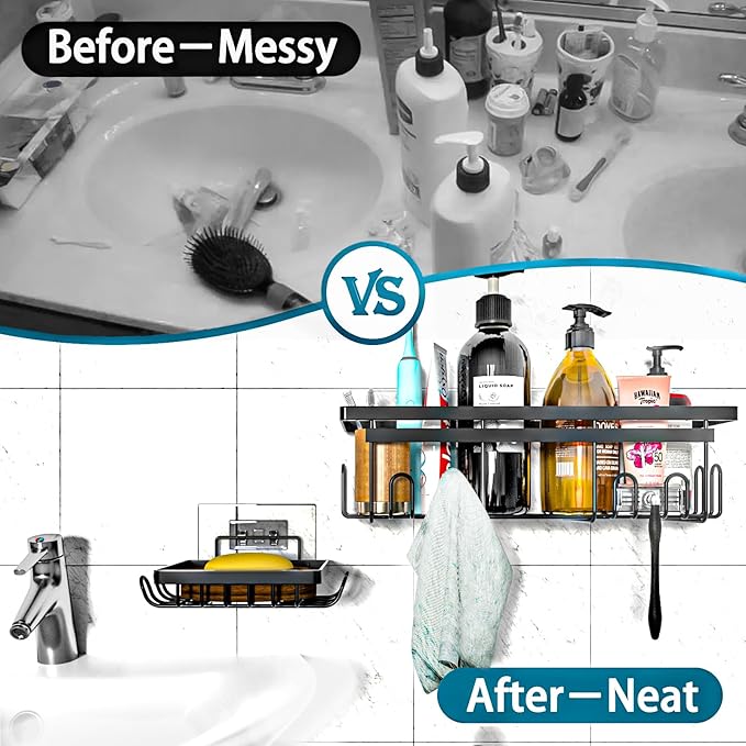 Shower Caddy - Corner & Hanging, Adhesive & Suction Cup Mounts (5 Pack)