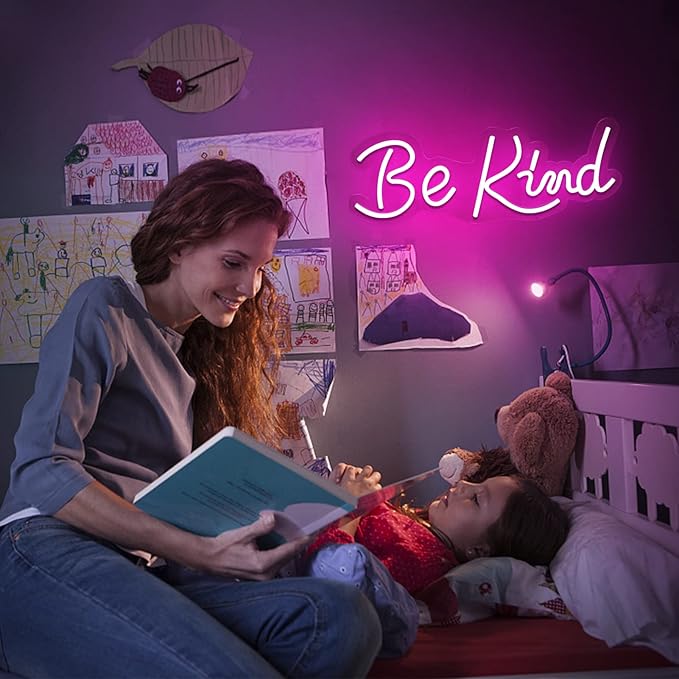 JFLLamp Be Kind Neon Signs for Wall Decor Neon Lights for Bedroom Led Signs Suitable for Living Room Man Cave Beer Bar Game room Hotel Birthday Party Restaurant Wedding Christmas17.5 * 7 Inch(Pink)