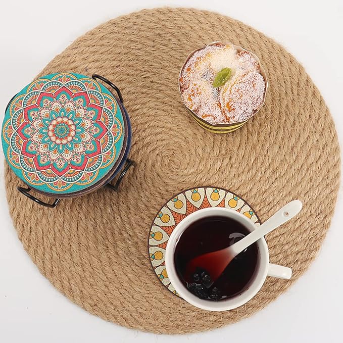 Coasters Set of 8,Cork Coasters for Drinks,Colorful Drink Coaster with Holder,Cute Coaster for Coffee Table,Boho Decor for Apartment Home Bar,Boho Gifts for Women