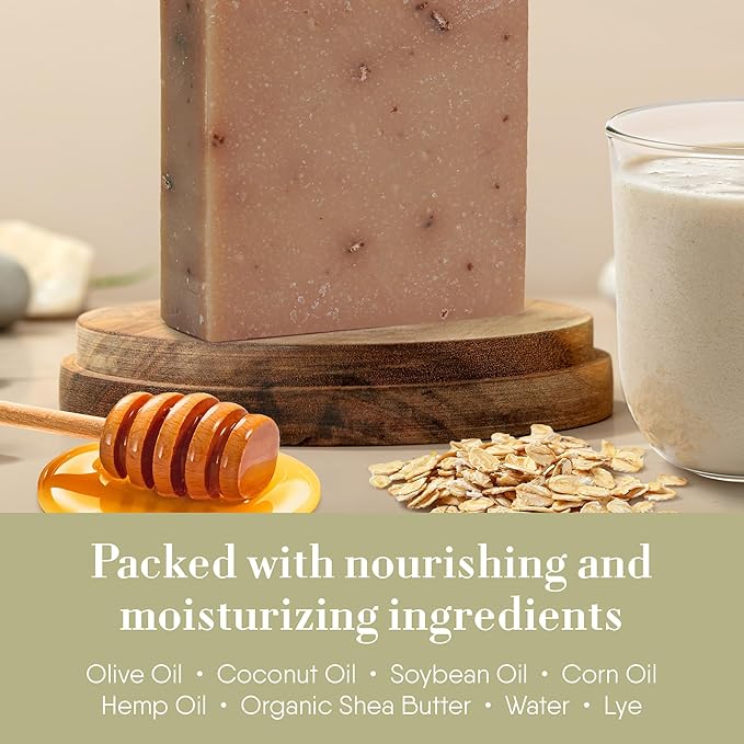 360Feel Oatmeal Milk and Honey Soap - Handcrafted Castile Soap Bar with Soothing Scent - Handmade with Essential Oil - Suitable Gift for Anniversaries, Weddings, and Holiday Stockings - Rich Lather