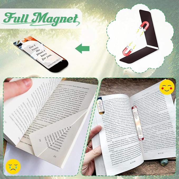 Bible Verse Magnetic Bookmarks, 50 Pcs Inspirational Scripture Christian Book Marks for Religious Prayer, Magnet Book Marker Clips Gifts for Kids Women Men Teacher Student Reading Lovers