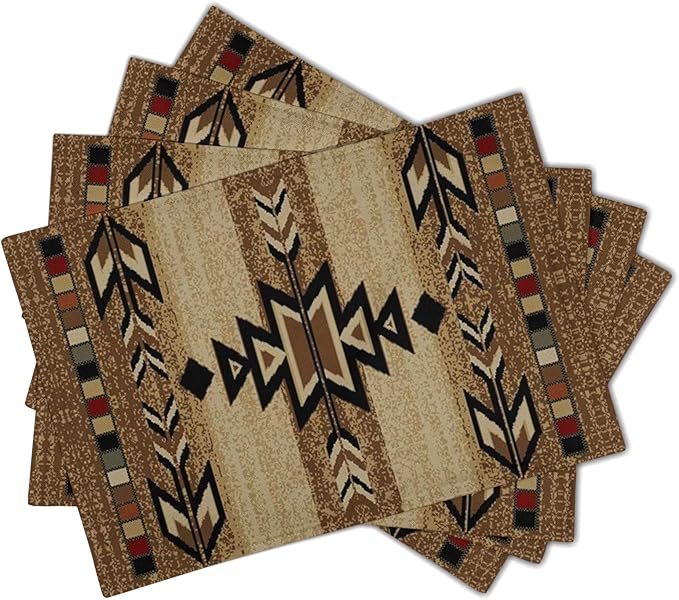 Giwawa Southwestern Placemats Rustic Tribal Geometric Decorative Table Mat Antique Native American Heat Resistant Non-Slip Place Mats 12x18Inch Set of 4 for Dining Kitchen Party Holiday Decor