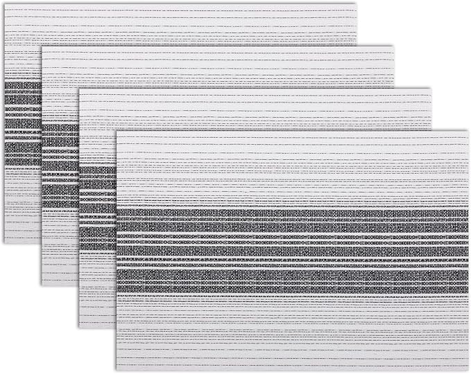 Winknowl Placemats, Set of 4 Heat Resistant Stain Resistant Woven Vinyl Insulation Place mats, Durable Washable Elegant Table Mats for Dining (White)