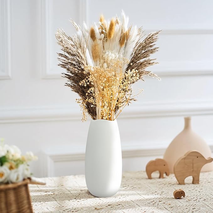 White Ceramic Vase Set of 10, Small Ceramic Flower Vases Bulk Bud Vases for Wedding Table Centerpieces Decor Pampas Grass Modern Boho Home Party Decor DIY Gift