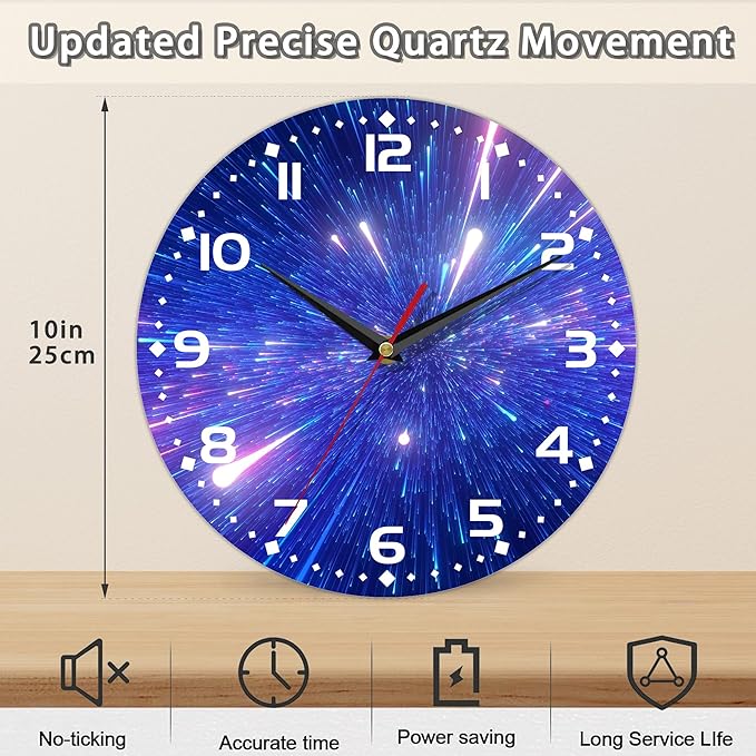 Galaxy Vintage Wooden Silent Non-Ticking Battery Operated Arabic Numerals Wall Clock - Decorative for Kitchen, Office, Classroom - 10 Inch
