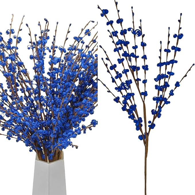 5 Pcs 29.5" Long Jasmine Artificial Blue Flowers Fake Jasmine Flowers Bouquet for DIY Floral Art Plant Home Office Wedding Table Centerpieces Party Vase Decoration