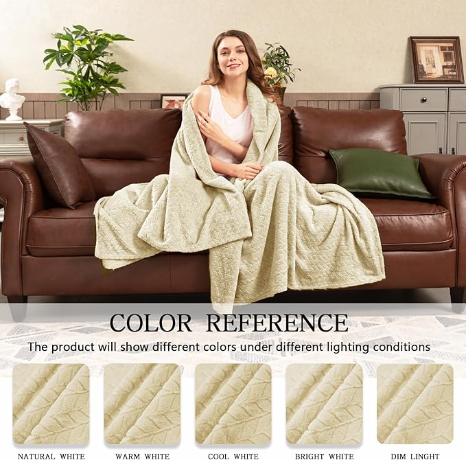 inhand Camel Throw Blanket for Couch, Super Soft Flannel Blanket Throw Size All Season Use, 50 x 60 Inches
