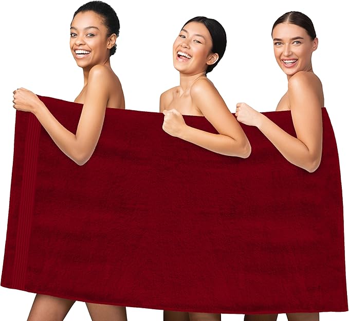Elegant Comfort Premium Turkish Cotton 1 Piece Jumbo Bath Towel - 35 x 70 inch, Luxurious Hotel Spa Quality 100% Turkish Cotton Large Bath Towel - Highly Absorbent - Soft Bathroom Towel, Burgundy