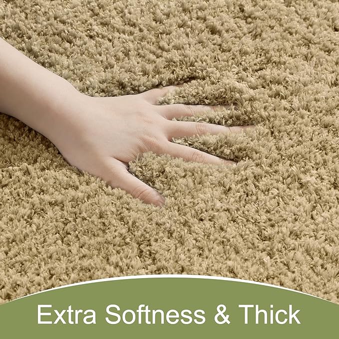 AROGAN Luxury Long Bathroom Runner Rug, 24x17 Inch Thick Soft and Absorbent Non Slip Bath Mat, Rubber Backing Quick Dry Rugs Carpets, Machine Washable Plush Mats for Shower Floor, Beige